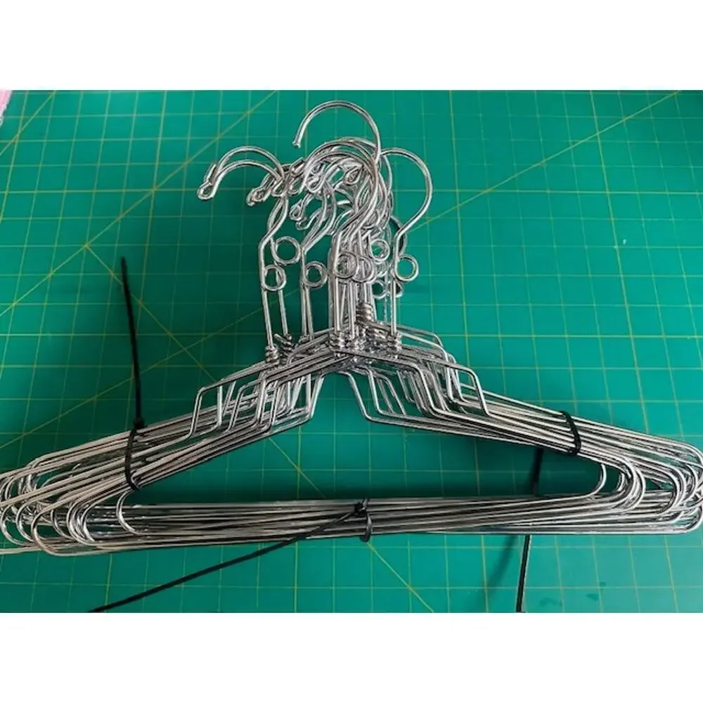 Vintage Heavy Twisted Metal Hangers Chrome Lot Of 23 Assorted Sizes